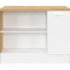 Ilot central maxi capacité de rangement bois et blanc