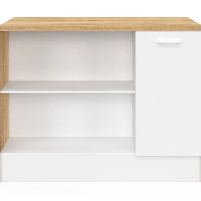 Ilot central maxi capacité de rangement bois et blanc