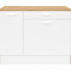 Ilot central maxi capacité de rangement bois et blanc