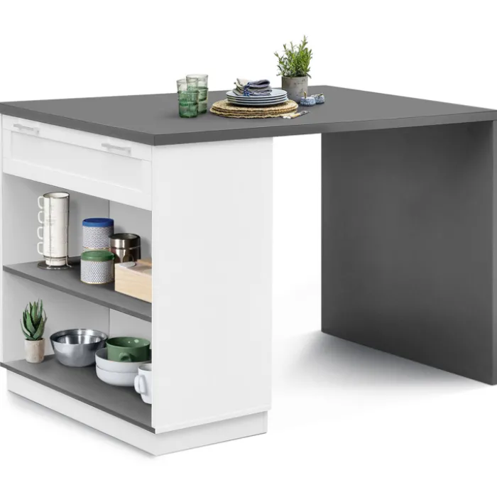 Ilot mange debout blanc et gris 130 cm