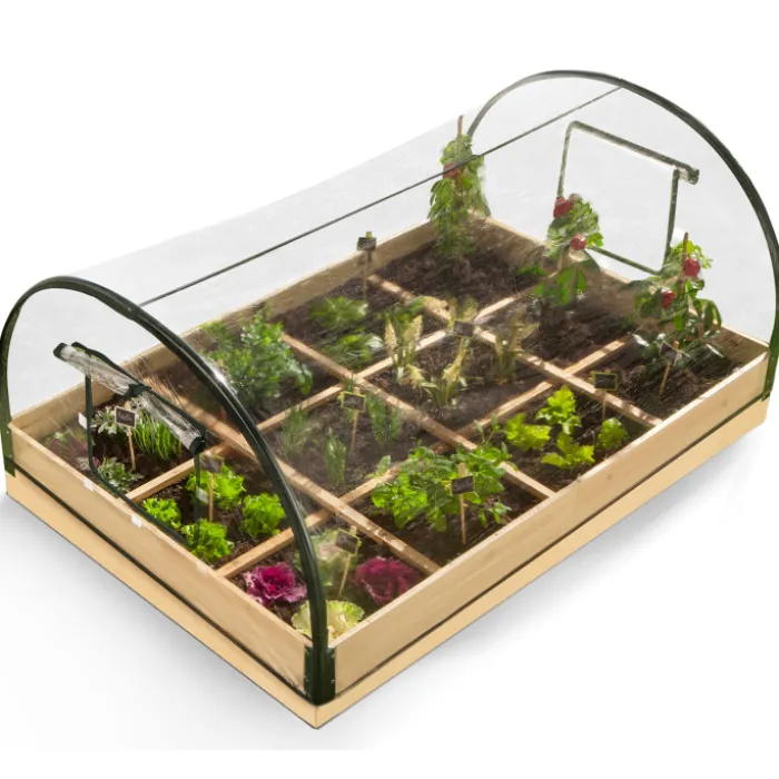 Kit complet 3 carrés potager et serre à tomates + treillis + housse