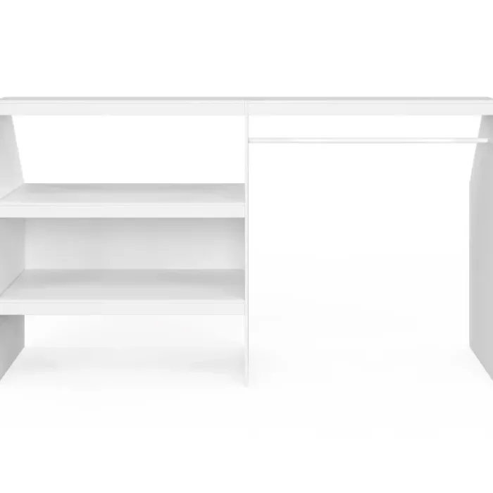 Kit dressing sous pente avec étagère 2 niveaux et penderie extensible 195 x 50 x 70/110 cm blanc