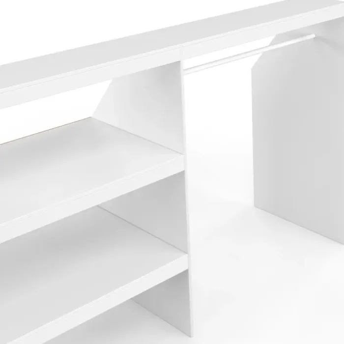 Kit dressing sous pente avec étagère 2 niveaux et penderie extensible 195 x 50 x 70/110 cm blanc