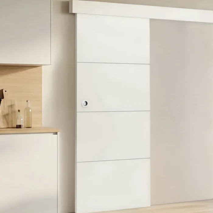 Kit porte coulissante blanc 83 cm avec rail et fixations