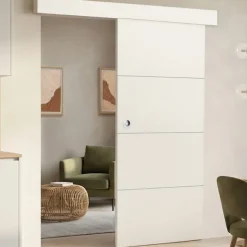 Kit porte coulissante blanc 83 cm avec rail et fixations
