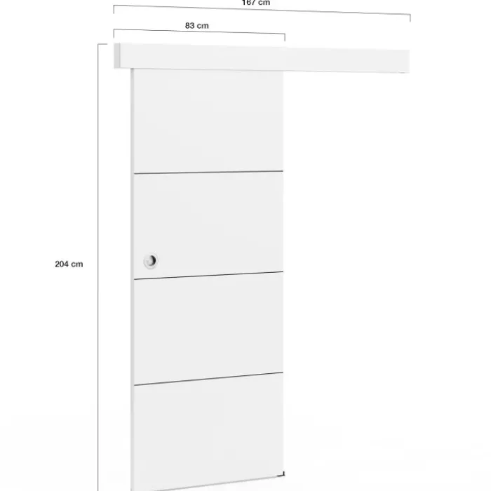Kit porte coulissante blanc 83 cm avec rail et fixations