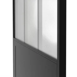 Kit porte coulissante verrière 83 cm en verre trempé givré, métal avec rail et fixations