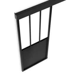 Kit porte coulissante vitrée verre trempé en métal avec MDF