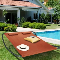 Lit bain de soleil 2 places terracotta en toile