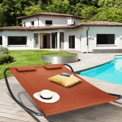 Lit bain de soleil 2 places terracotta en toile