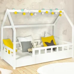 Lit cabane enfant blanc 80 x 160 cm