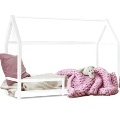 Lit cabane enfant blanc 90 x 190 cm style scandinave