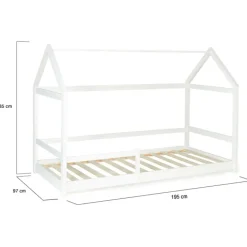 Lit cabane enfant blanc 90 x 190 cm style scandinave