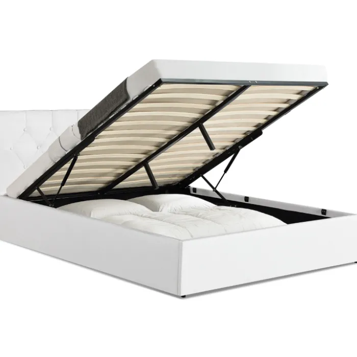 Lit coffre blanc 140x190 cm