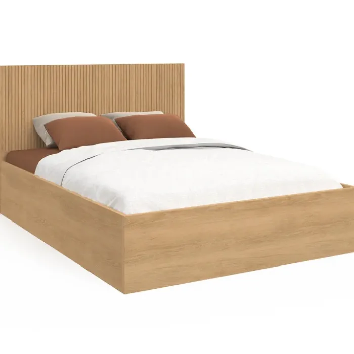 Lit coffre deux personnes 140 x 190 cm avec rangements XXL avec tête de lit