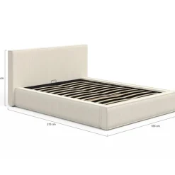 Lit coffre double avec sommier 140 x 190 cm velours côtelé beige