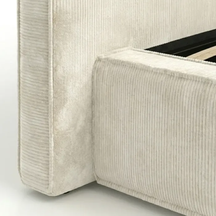 Lit coffre double avec sommier 140 x 190 cm velours côtelé beige