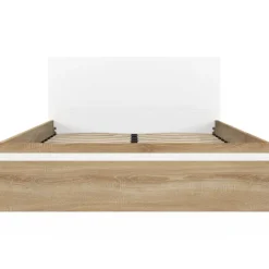 Lit coffre double avec tête de lit et sommier
