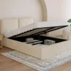 Lit coffre double beige 140 x 190