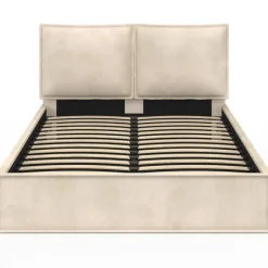 Lit coffre double beige 140 x 190