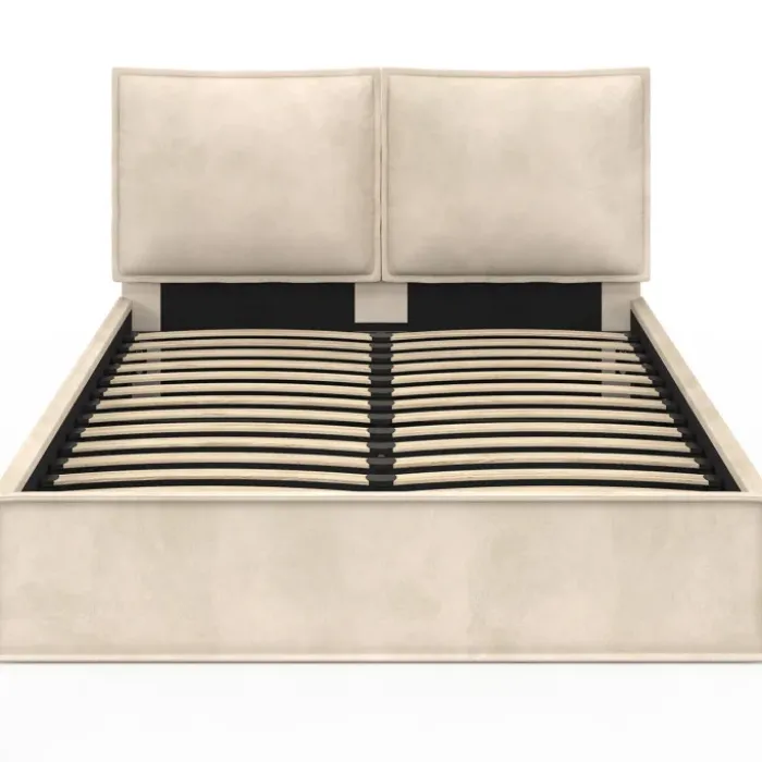 Lit coffre double beige 140 x 190
