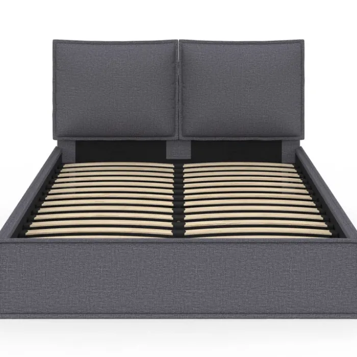 Lit coffre double gris 140 x 190