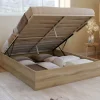 Lit coffre double SANDSIDE avec sommier 140 x 190 cm hêtre