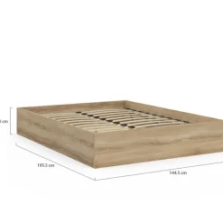 Lit coffre double SANDSIDE avec sommier 140 x 190 cm hêtre