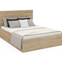Lit coffre double 140x190 cm coloris bois