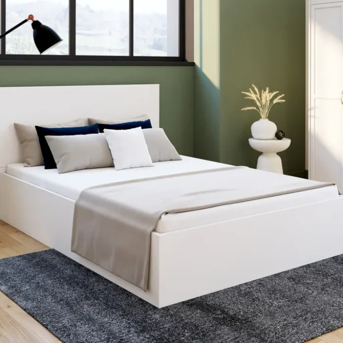 Lit coffre double 140x190 cm coloris blanc