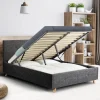Lit coffre scandinave gris 2 places