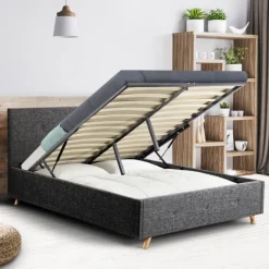 Lit coffre scandinave gris 2 places