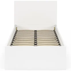 Lit coffre simple avec tête de lit et sommier 90 x 190 cm blanc