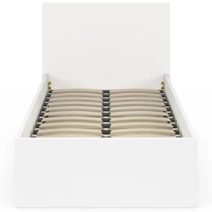 Lit coffre simple avec tête de lit et sommier 90 x 190 cm blanc