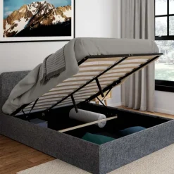 Lit coffre 140x190 cm gris anthracite