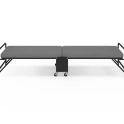 Lit d’appoint pliant 1 personne en métal avec sommier et matelas 70x190 cm gris et noir