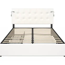 Lit double 140 x 190 avec liseuses et 2 tiroirs sur roulettes