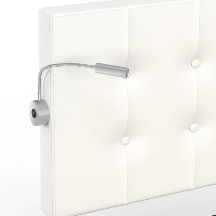 Lit double 140 x 190 avec liseuses et 2 tiroirs sur roulettes