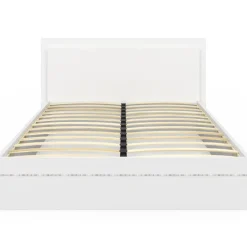 Lit double 140 x 190 cm avec sommier et LED intégrées blanc