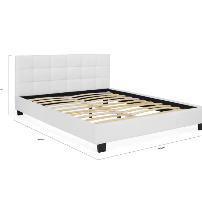 Lit double avec sommier PVC blanc 160x200cm