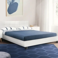 Lit double blanc 140x190 cm avec sommier