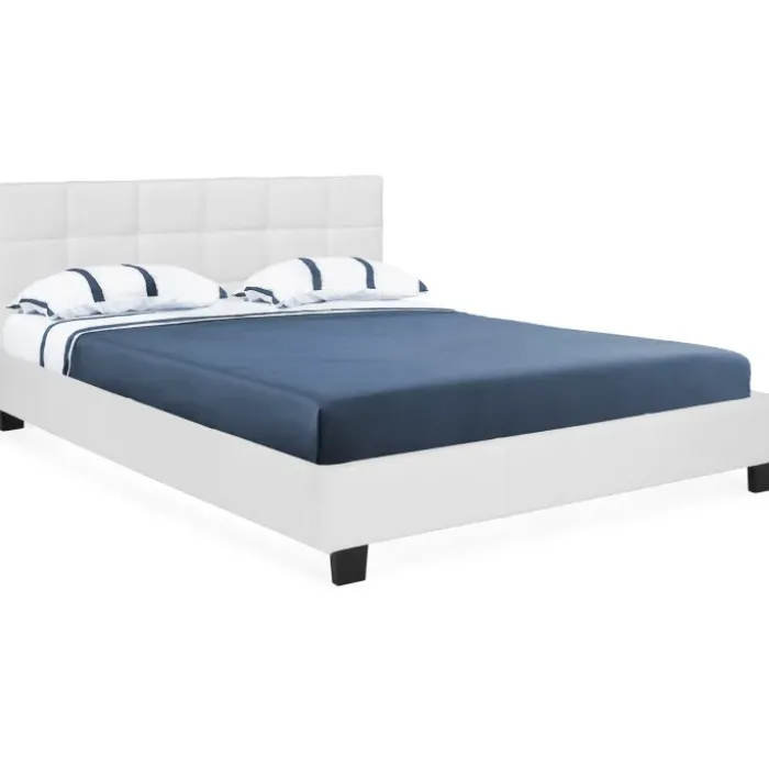 Lit double blanc 140x190 cm avec sommier