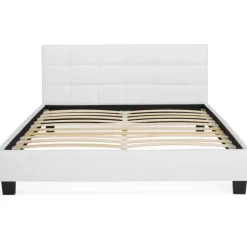 Lit double blanc 140x190 cm avec sommier