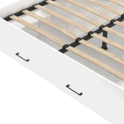 Lit double blanc 140x190cm avec tête de lit et rangements