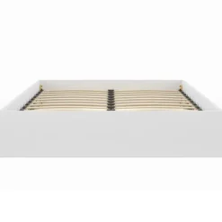 Lit double coffre 140x190 cm avec sommier blanc