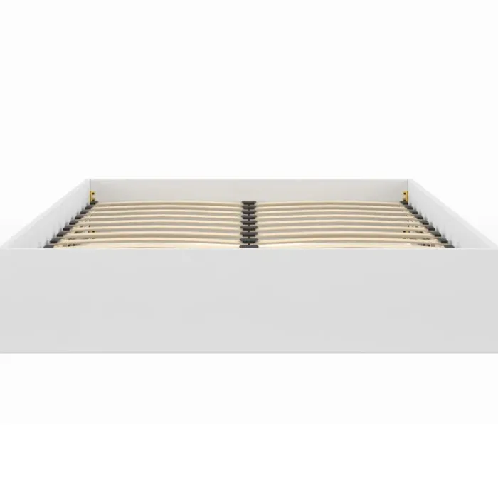Lit double coffre 140x190 cm avec sommier blanc