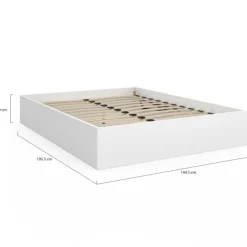 Lit double coffre 140x190 cm avec sommier blanc