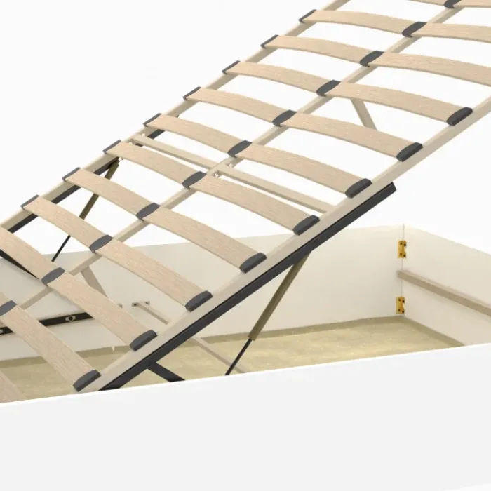Lit double coffre 140x190 cm avec sommier blanc