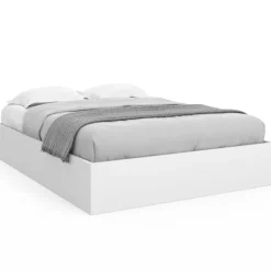 Lit double coffre 140x190 cm avec sommier blanc