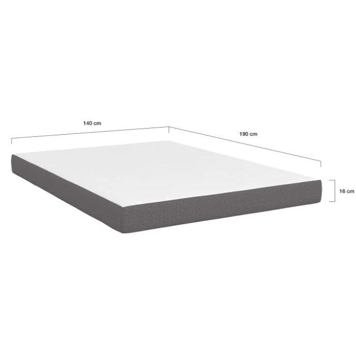 Lit double 140x190 avec sommier hêtre + matelas à mémoire de forme